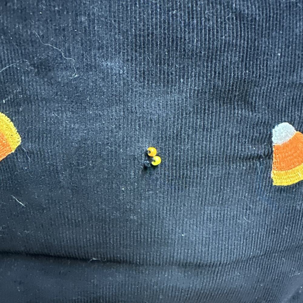 Candy Corn Embroidered Black Corduroy Bag View 4